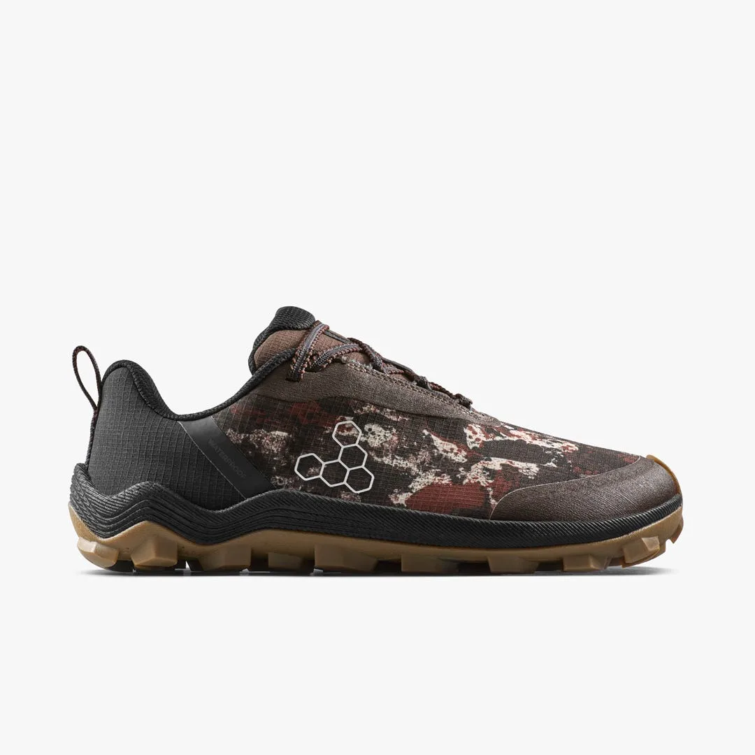 Кроссовки Vivobarefoot Primus Trail Flow Waterproof — женская модель, серо-коричневый с узором