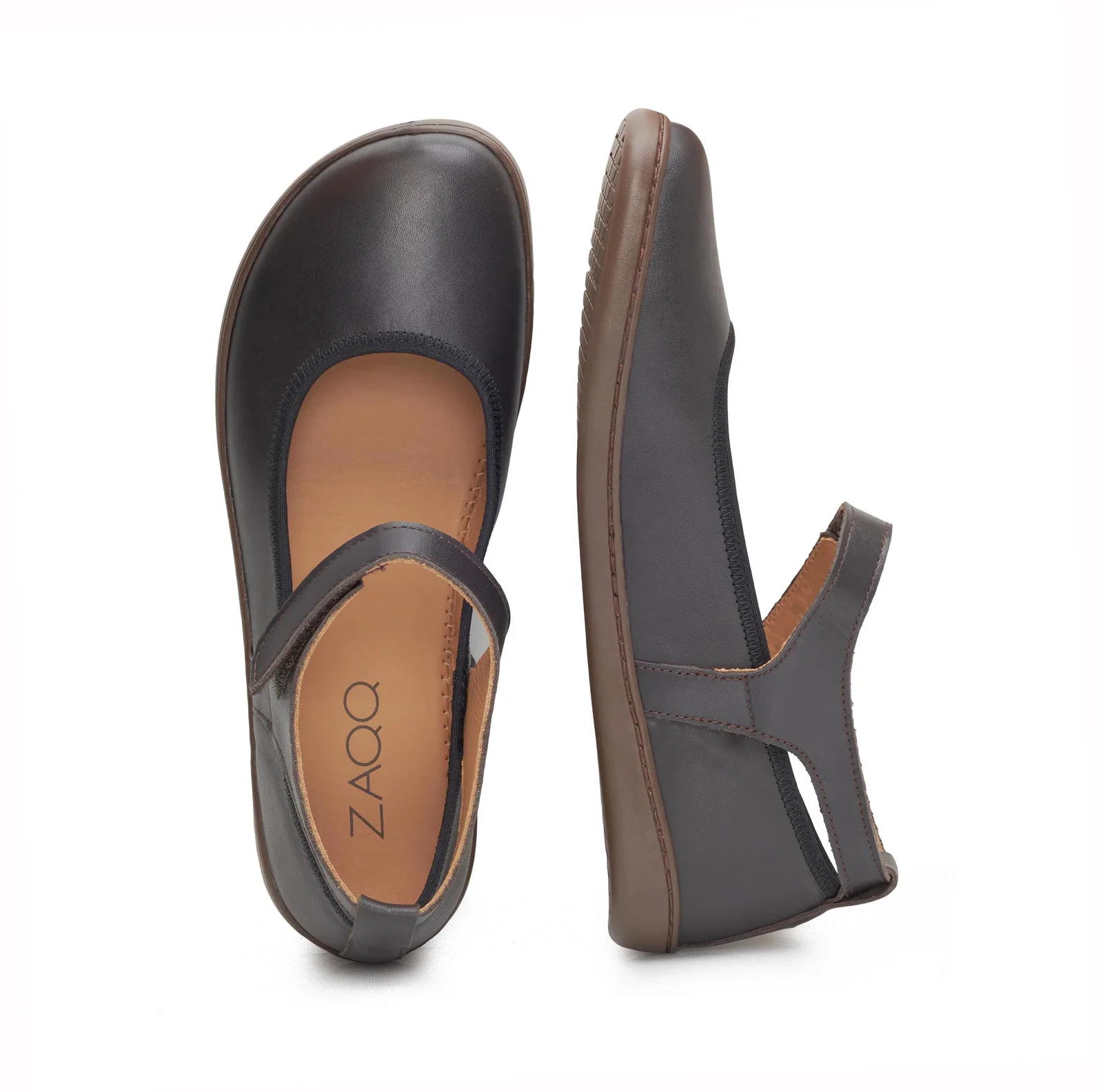 Женские балетки ZAQQ BANQET Nappa Dark Brown (тёмно-коричневый цвет), фото 3