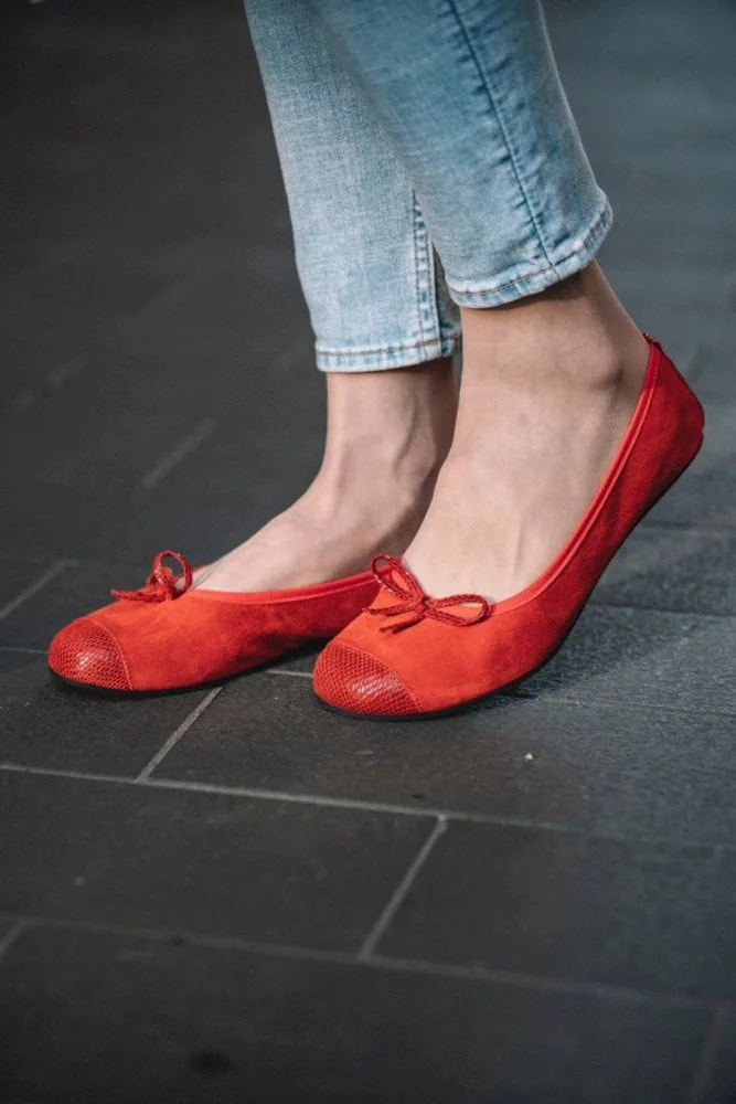Женские балетки ZAQQ TWIST Velours Red (красный цвет), фото 4