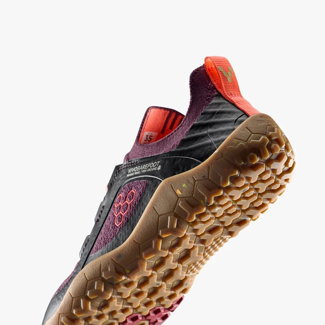 Кроссовки Vivobarefoot Primus Trail Knit FG — для подростков, тёмно-фиолетовый с красным, фото 7