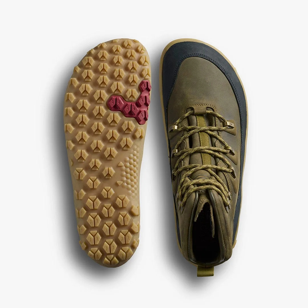 Ботинки Vivobarefoot Tracker Leather AT II — мужская модель, тёмно-оливковый, фото 2