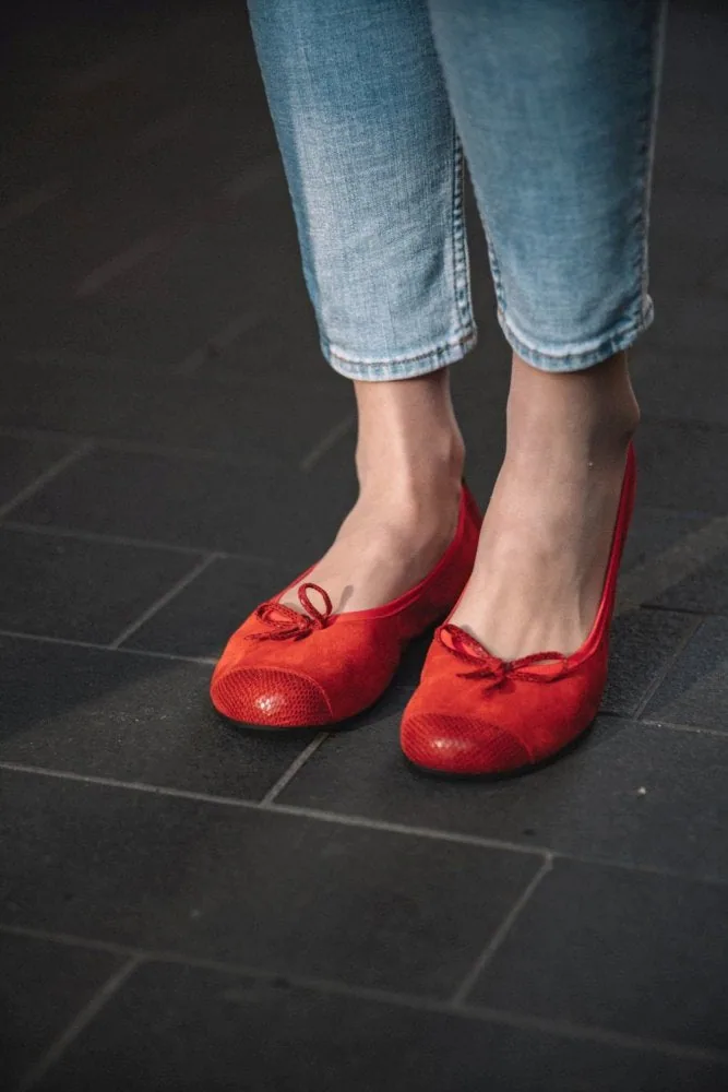 Женские балетки ZAQQ TWIST Velours Red (красный цвет), фото 3