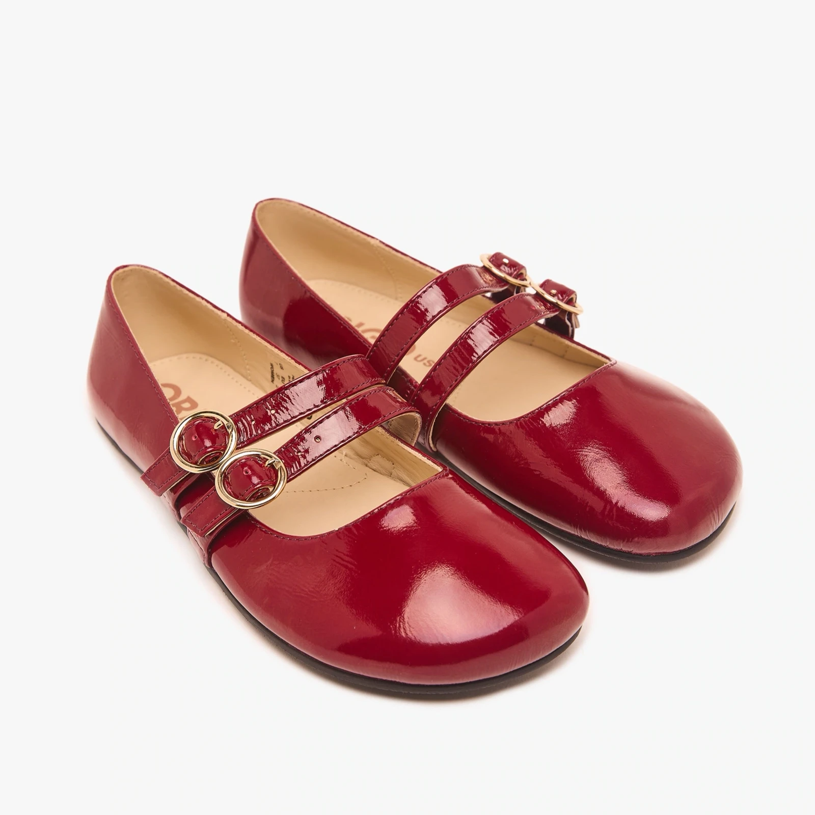 Босоногие туфли Origo Double Strap Mary Jane — лаковый вишнёвый, фото 6