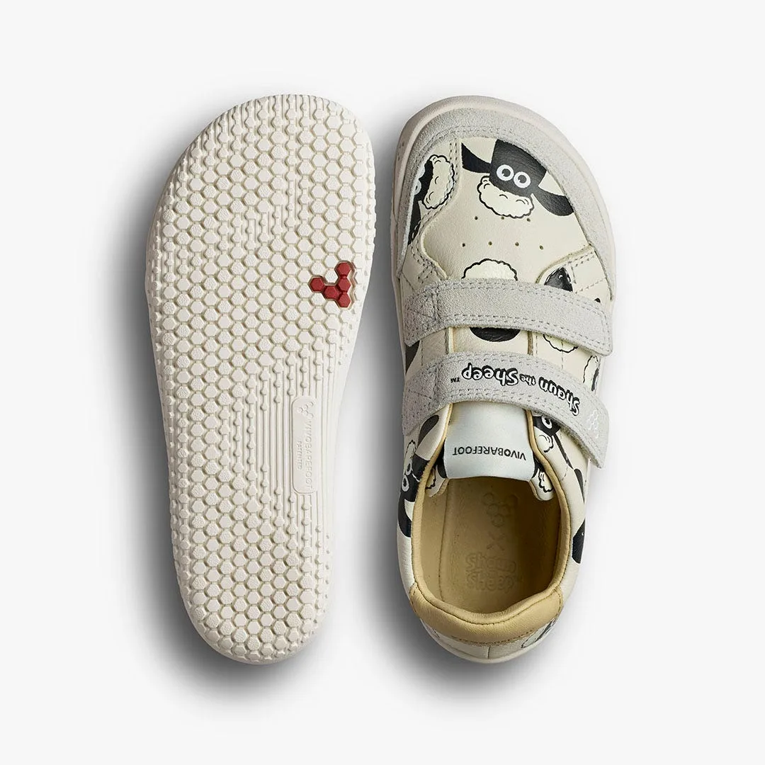 Кроссовки Vivobarefoot Gobi Sneaker — детская модель, белый с принтом «Барашек Шон», фото 2
